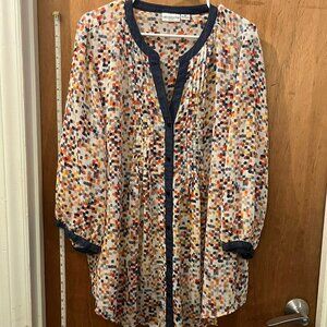 Size 3X - Liz Claiborne - 3/4 Sleeve Semi Sheer Button-Down Blouse